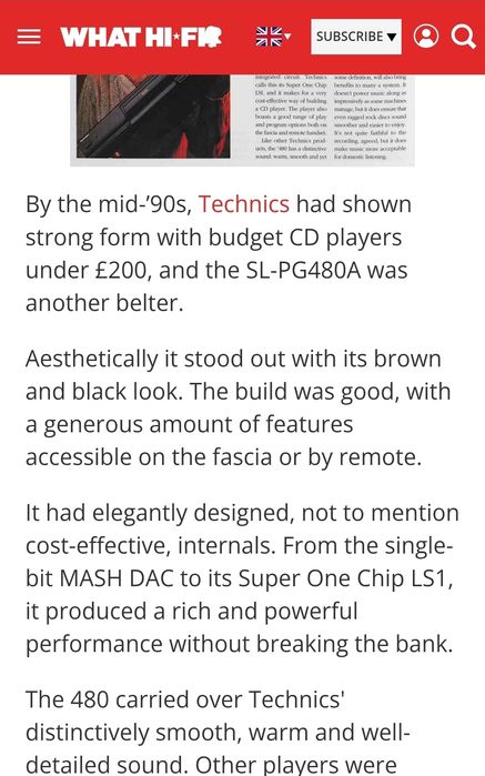 TECHNICS leitor de cd SL-PG480A