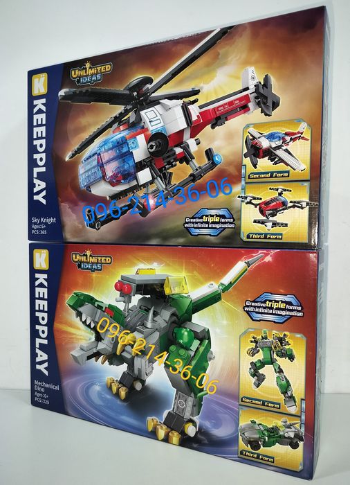 Конструктор 2 вида 3 в 1 QMAN 42115 и 42116 Динобот и Вертолёт