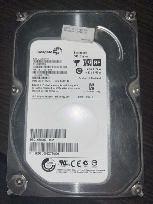 Жесткий диск hdd на 500 гб от seagate