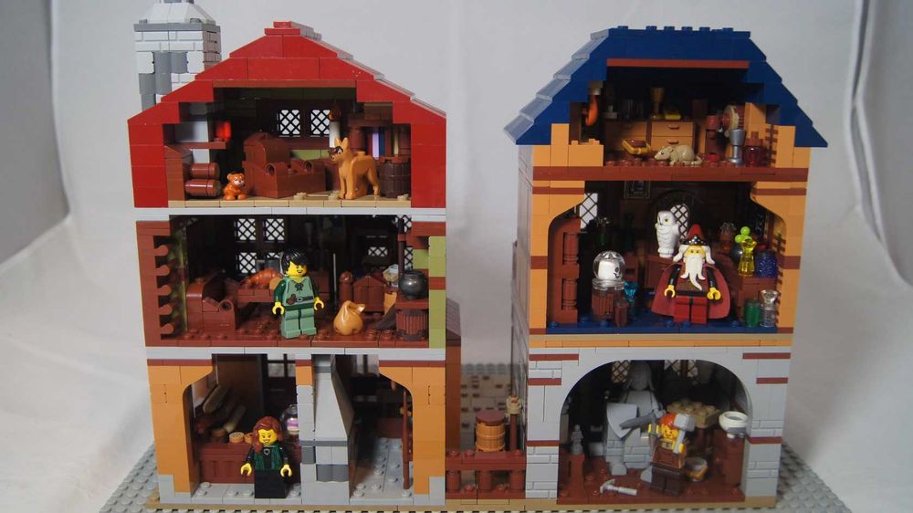 Lego Castle Zamek MOC Wioska budynki figurki 1,8 kg