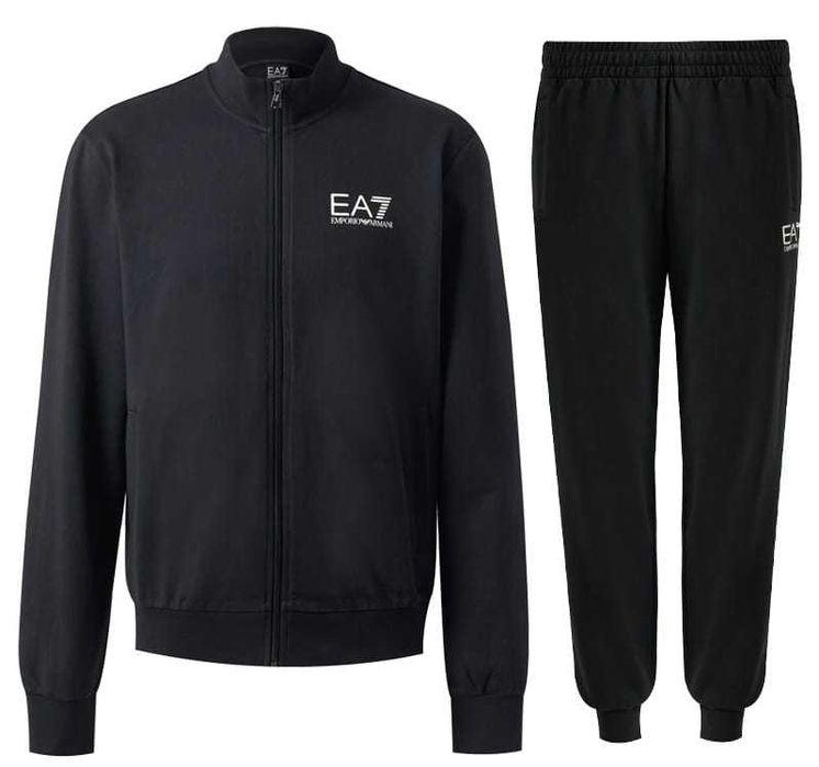 EMPORIO ARMANI EA7 markowy męski dres BLACK kompletny bluza + spodnie