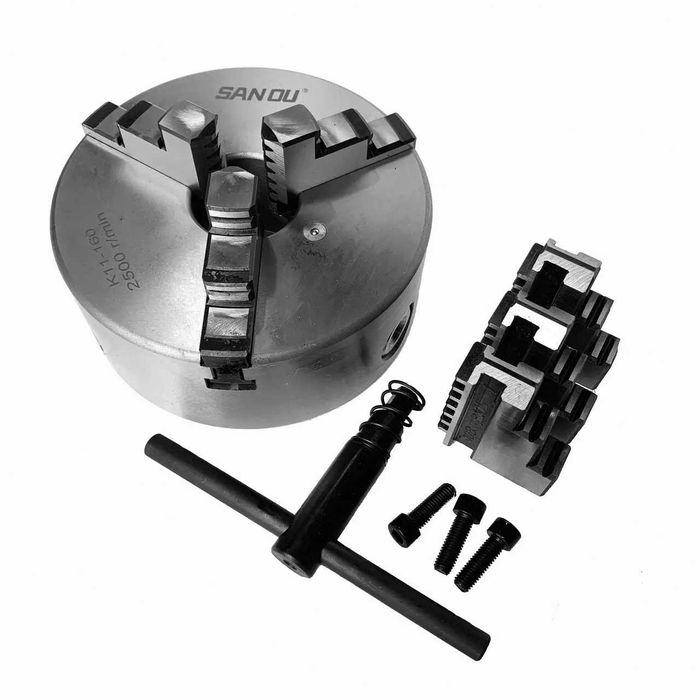 Патрон токарний SANOU 3 кулачки 160 мм самоцентруючий