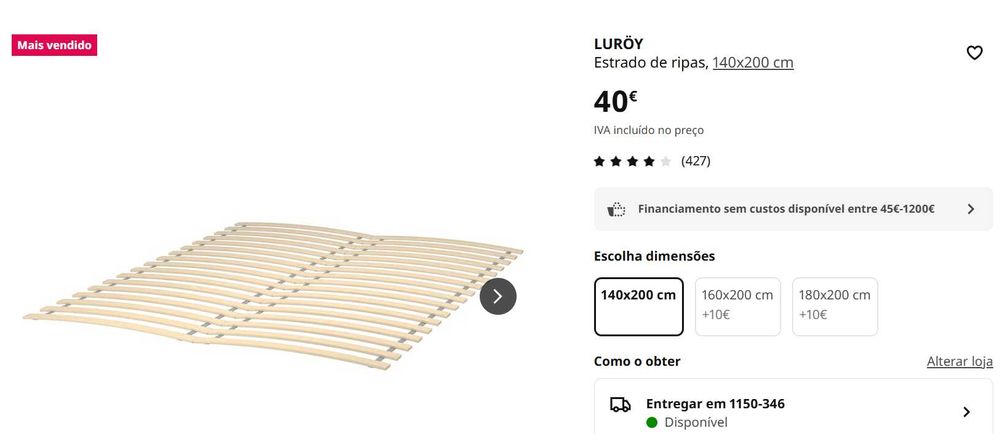 PT: Estrutura de cama IKEA NEIDEN 140x200 cm + 2 estrados de ripas + 1 extra gratis EN: IKEA NEIDEN bed frame 140x200 cm in pine +2 slatted bed bases