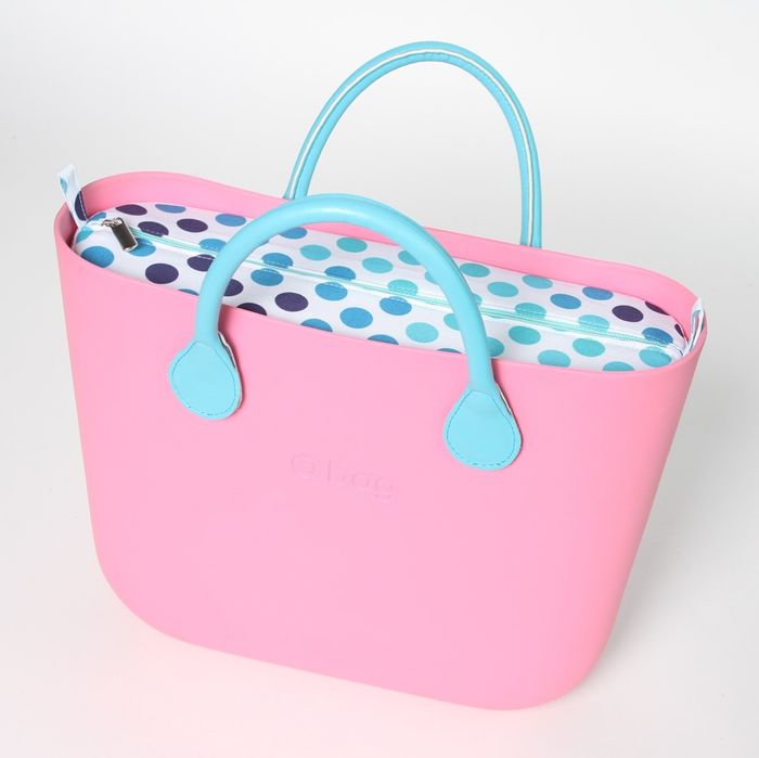 Turkusowy organizer do OBAG MINI grochy niebieskie 2kieszenie VIP OMAY