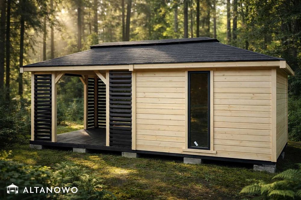 Drewniany domek ogrodowy z altaną letniskowy 3x6 bez pozwolenia | rod