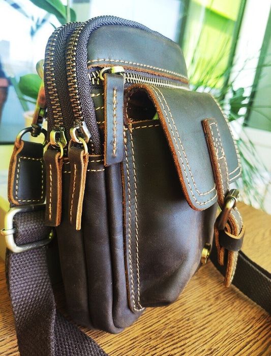 Барсетка -Сумка мужская. Dark Brown. Кожа