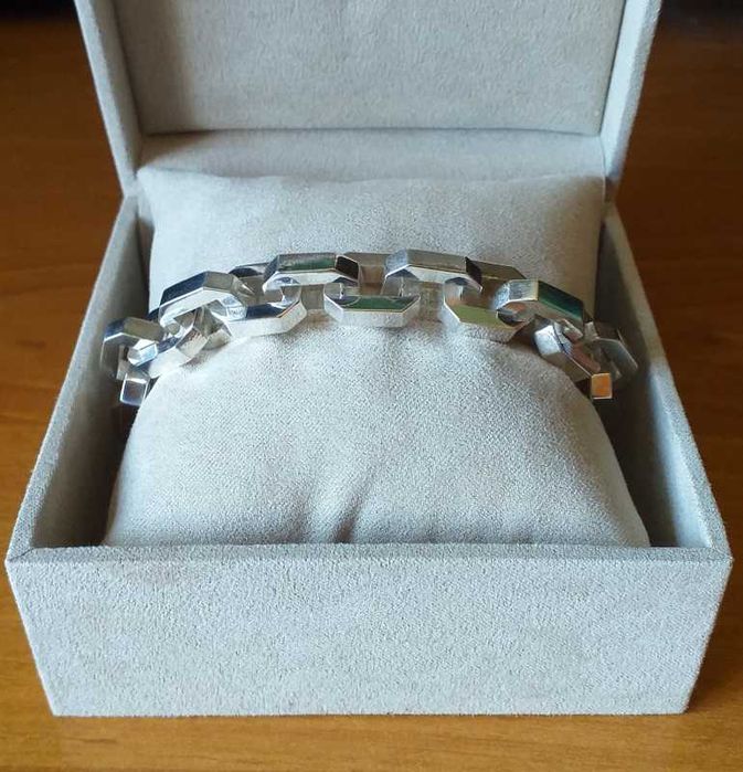 Bransoleta srebro 925 - łańcuch ankier 100 gramów - ręcznie wykonana