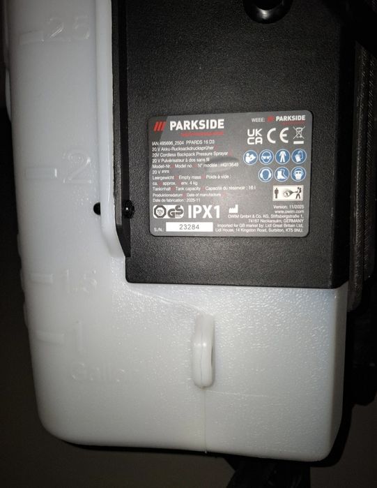 Pulverizador parkside bateria