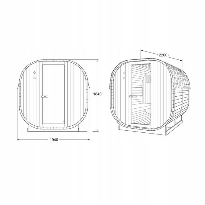 Sauna Fińska BECZKA QUADRO 6os piec Harvia 8KW