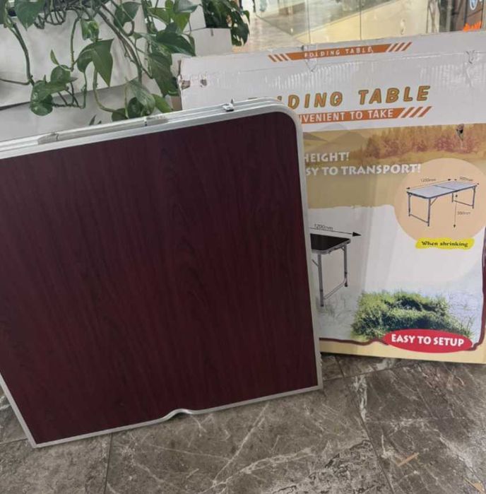 Столик для пікніка розкладний з пазом для парасольки та 4 стільцями