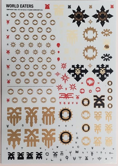 WORLD EATERS TRANSFER SHEET Kalkomania Warhammer 40k