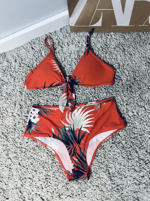 Stroj kapielowy damski dwuczesciowy bikini rozm xs wysoki stan majtki