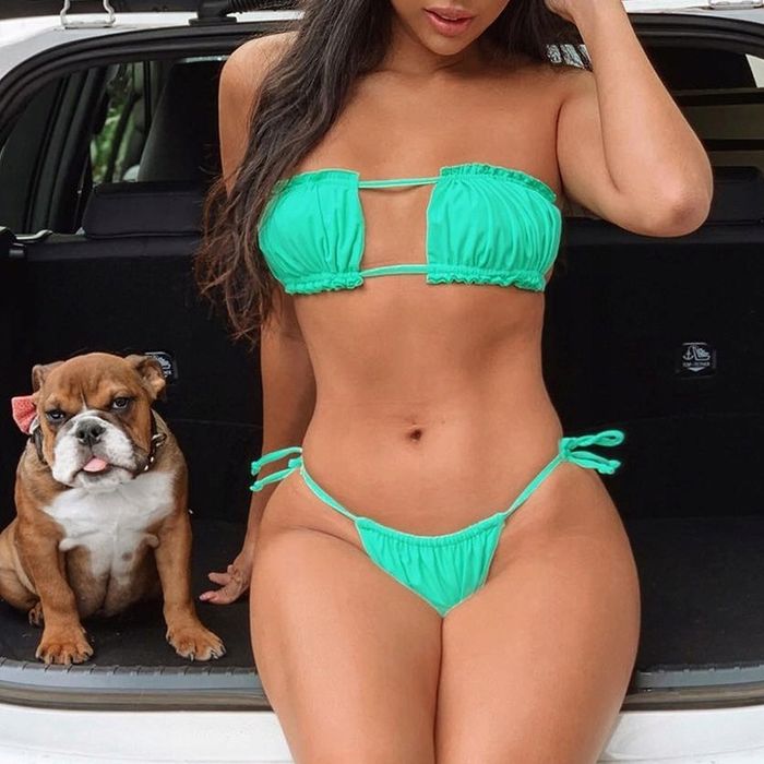 Strój Kąpielowy Dwuczęściowy Sexy Bikini Brazylijskie Marszczona Opask