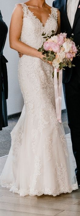 Suknia ślubna Sincerity 3946 r. 34 sand/ivory/nude + welon