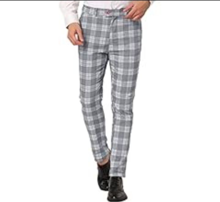 ZARA MAN spodnie chinosy w kratkę szaro-bordowa M-L
