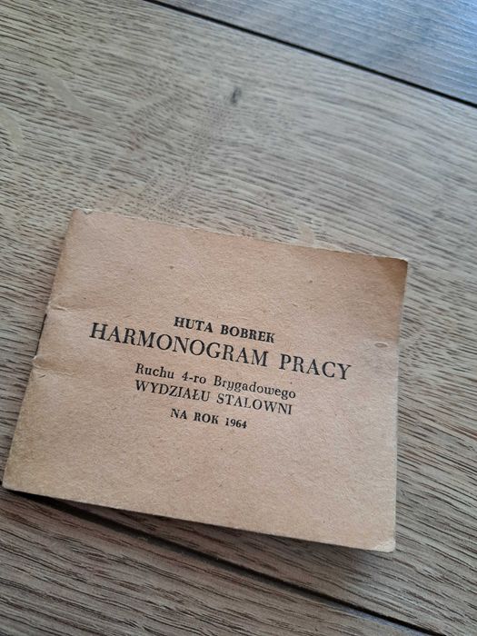 Harmonogram pracy Huta Bobrek 1964 rok PRL