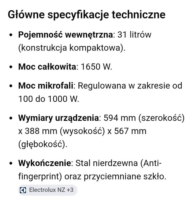 Piekarnik z mikrofalówka Electrolux