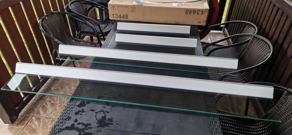 Półki łazienkowe szklane, profil aluminiowy - 4 sztuki