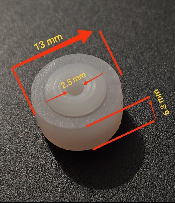 Rolka dociskowa magnetofonu 13x6.3x2.5