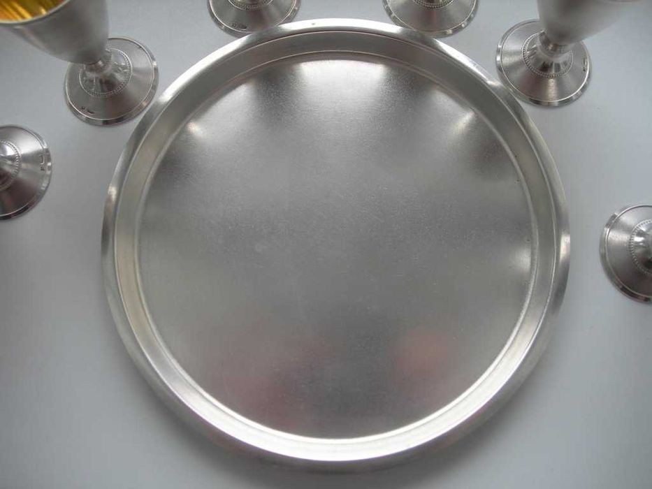 Піднос під чарки, таця срібна, срібло 875, 132.5 грам, люкс