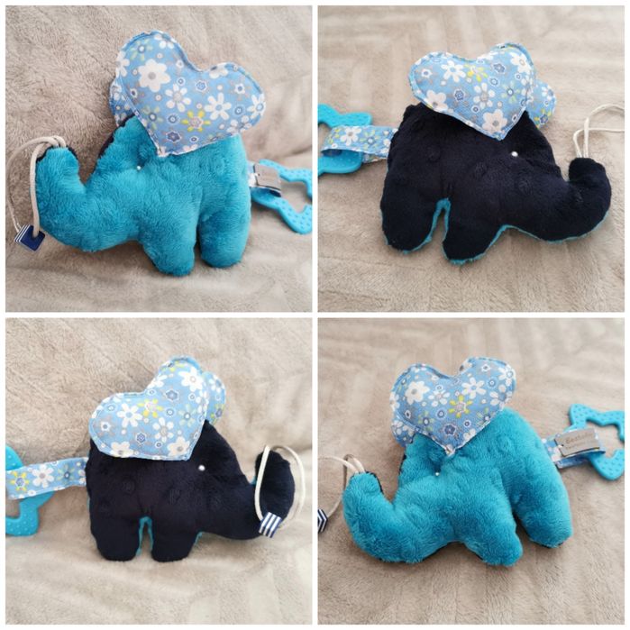 Słonik szczęścia Arti zabawka 3w1 dla niemowlaka sensoryczna Hand made