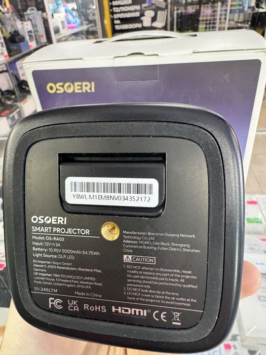 Проектор DLP акумуляторний Osoeri 4K Android