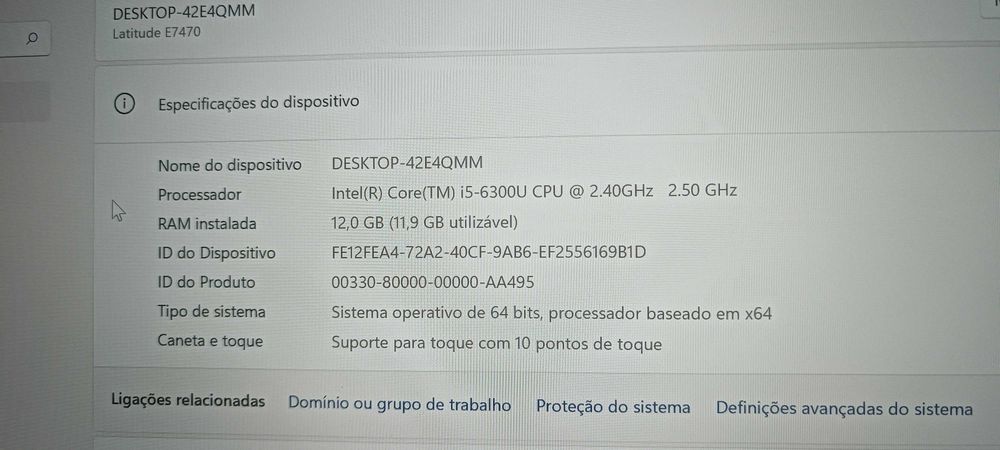 Dell Latitude E7470–Ecrã 14 2K Touchscreen/Core i5/SSD/12GB RAM