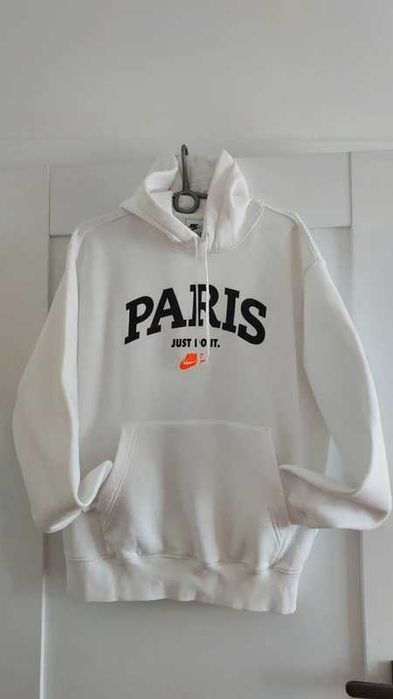 Biała bluza sportowa z kapturem unisex Nike M