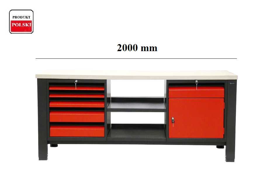 Mocny duży Stół warsztatowy do garażu roboczy szafka 200cm -warianty