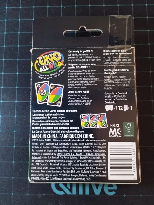 Uno all wild jogo cartas