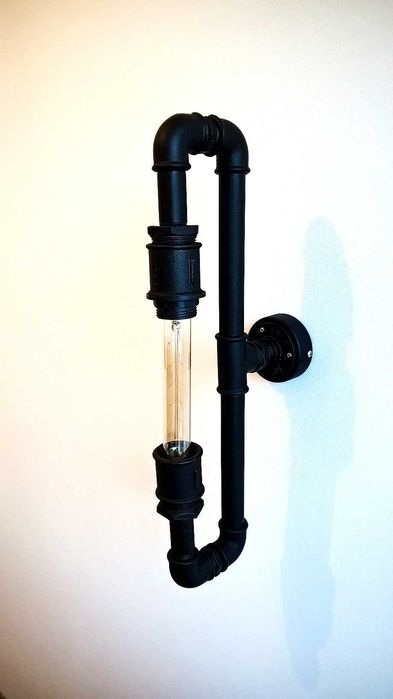 lampa, kinkiet loft, z rur hydraulicznych