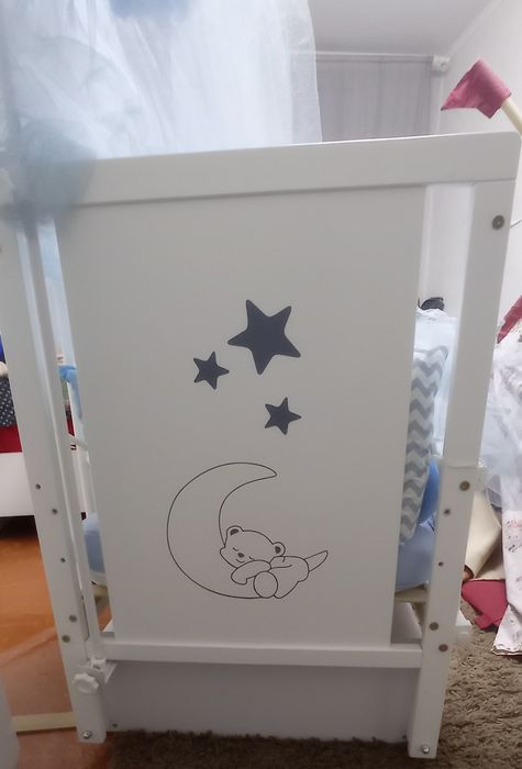 Дитяча кроватка "Ведмедик" з маятником+матрац+ комплект