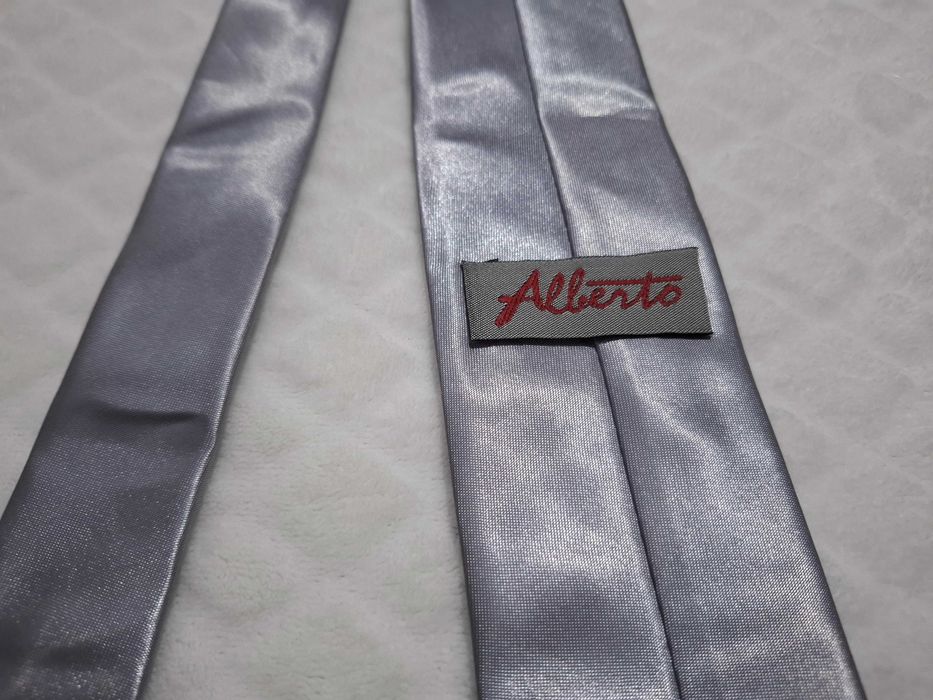 Krawat srebrny Alberto, Powermed, 7,3cm, 150cm (Odzież)