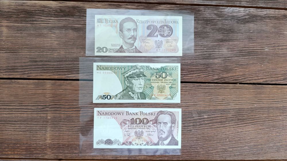 Banknoty PRL zestaw 3 sztuki UNC
