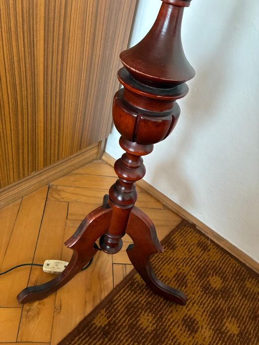 Lampa podłogowa retro drewniana PRL