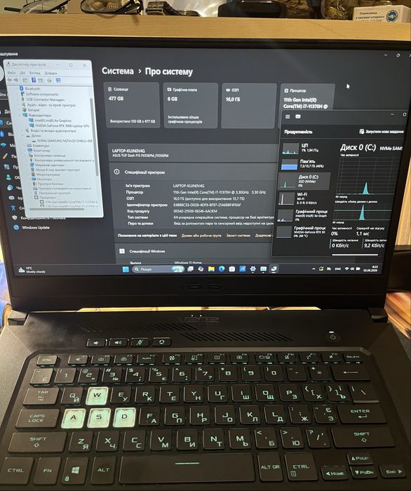 Ігровий ноутбук Asus tuf dash f15