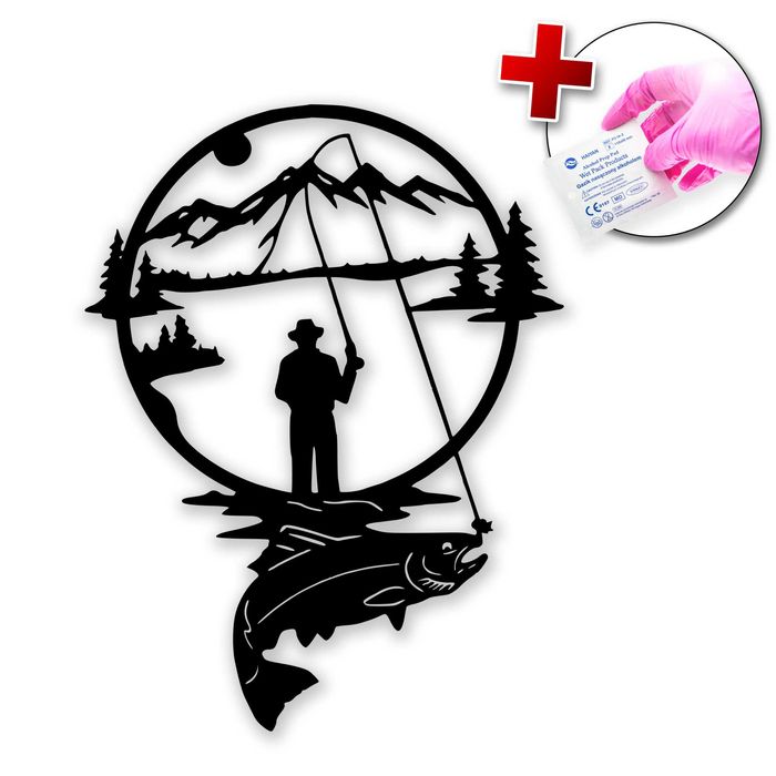 Naklejka WĘDKARZ RYBA - 16x12cm - na telefon, laptop, samochód