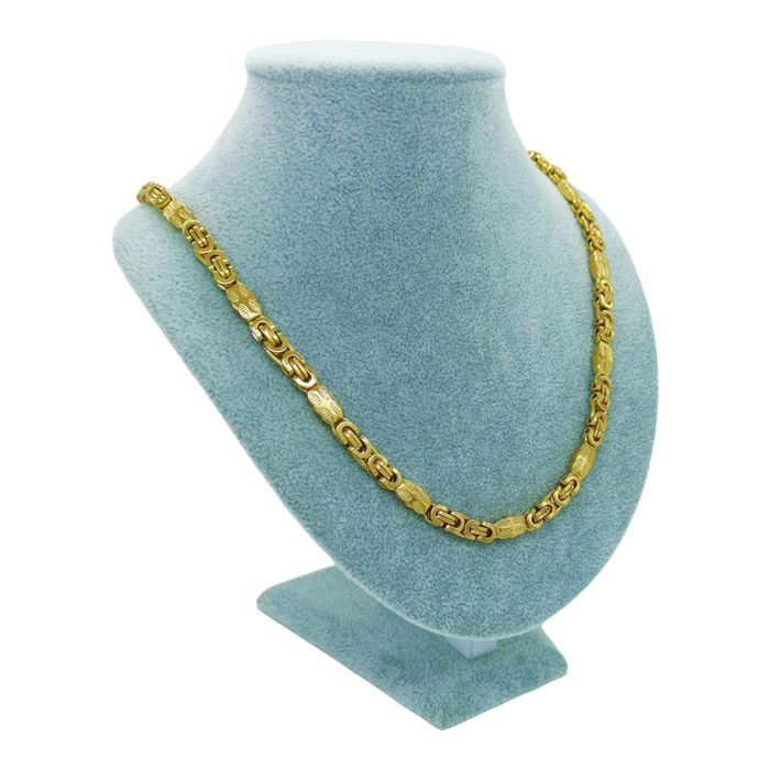 Złoty komplet męski łańcuszek i bransoletka splot królewski stal 316L