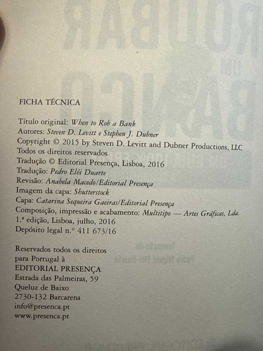 Quando Roubar Um Banco — Steven D. Levitt & Stephen J. Dubner