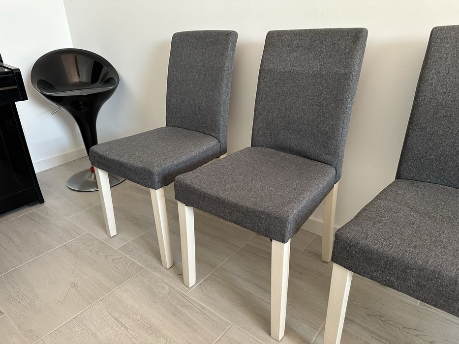 Conjunto de 4 Cadeiras de Sala / Jantar – Cinzento e Branco