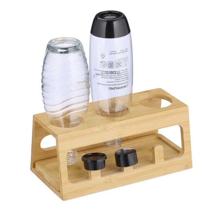 Relaxdays Ociekacz Na Butelki Sodastream Bambusowy Stojak Na 3 Butelki
