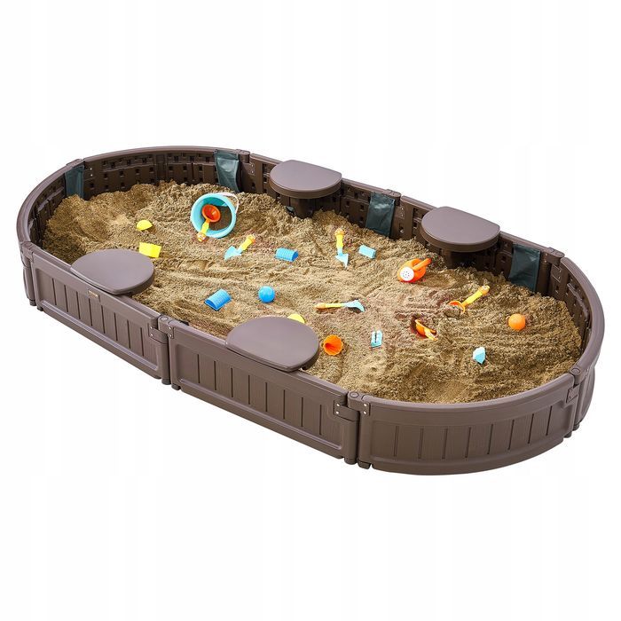 Piaskownica VEVOR Z pokrywą 183X105X23 cm owalna hdpe