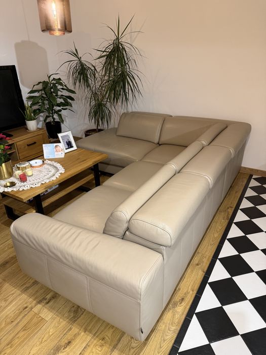 Narożnik skórzany beżowy 270x217