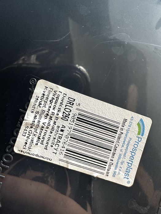 Duża czarna plastikowa doniczka na kwiatka srednica 25 cm; wys 21,9 cm