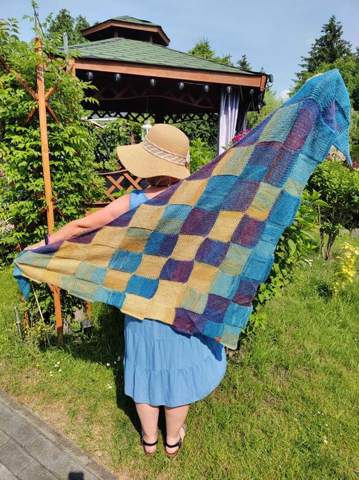 Chusta trójkątna szal wełna merino HANDMADE