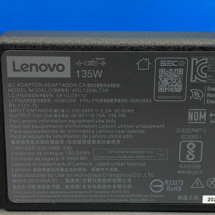 Carregador Lenovo ADL135NLC3A - 135W (NOVO)