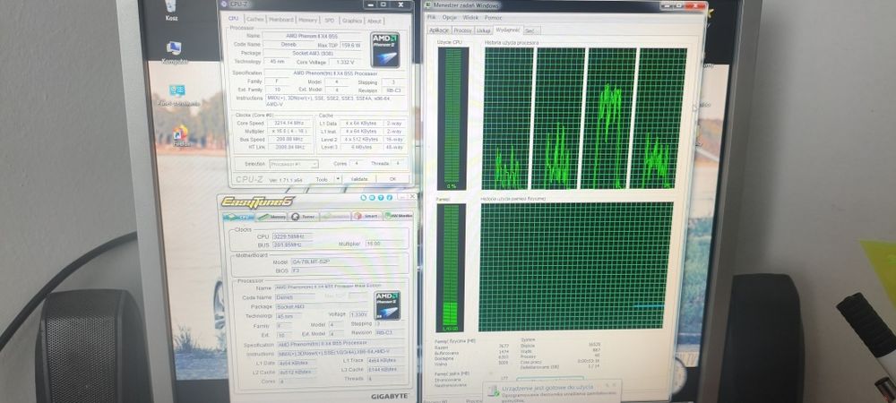 Procesor AMD Phenom II 555 BE,  płyta Gigabyte 78LMT-S2P , ram 4gb