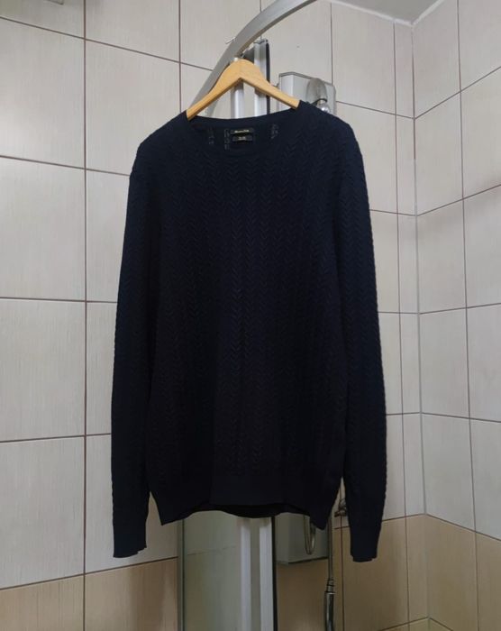 sweter sweterek Massimo Dutti XL made granatowy niebieski ciemny czarn