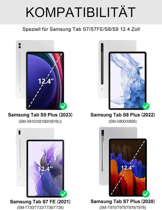 JADEMALL etui klawiatura Samsung Galaxy Tab S9 FE PLUS S7/S8 PLUS 12,4