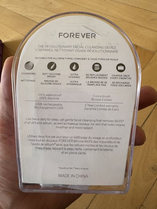 Soniczna szczoteczka do twarzy FOREVER – USB, silikonowa, różowa